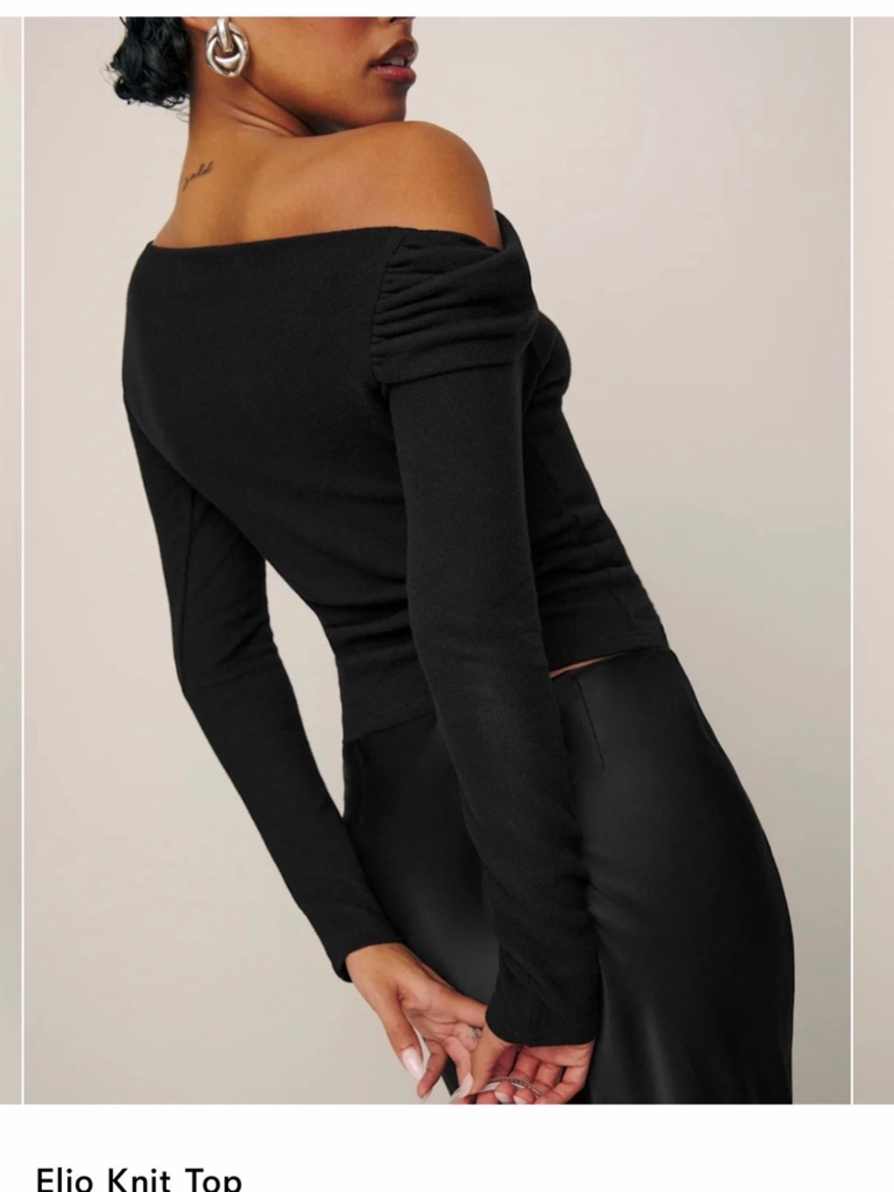 Reformation Black Off-the-Shoulder Elio Knit Top - Picture 2 of 2